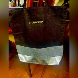 Victoria Secret black, silver and glittery  slim handle tote bag. Like new.